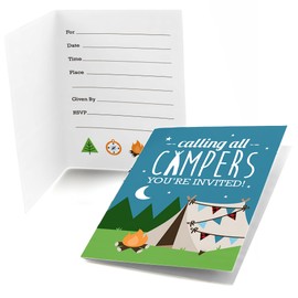 Big Dot of Happiness Happy Camper - Fill in Camping Baby Shower or Birthday Party Invitations (8 Count)