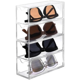himsyuden Acrylic Storage Case, 4 Tiers, Drawer, Sunglasses, Storage Box, Cosmetics, Glasses, Accessory Case, Jewelry Box, Eyeglass Storage, Accessory Case, Cosmetic Case, Small Storage