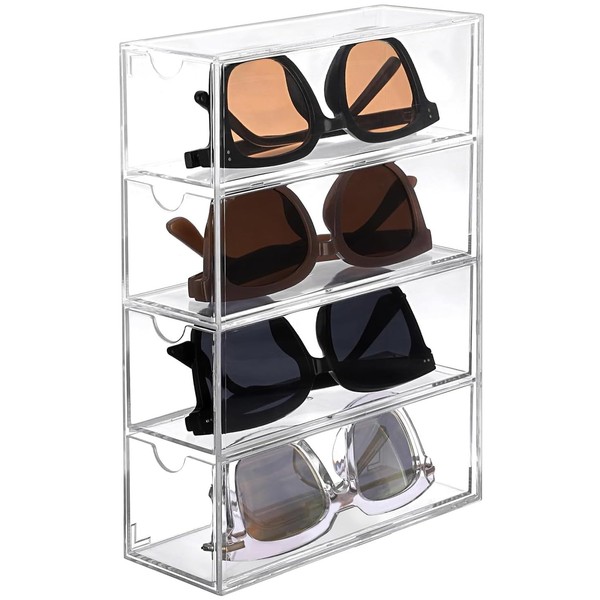himsyuden Acrylic Storage Case, 4 Tiers, Drawer, Sunglasses, Storage Box,