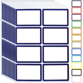 Name Tag Stickers,15 Colors Available,200pcs Dark Blue Name Tag Labels,3.5" x 2.25" Name Badges Name Tags Label for School,Party,Training,Clothing(Dark Blue)