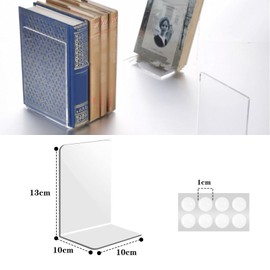 Gsakskdsap 6 x Acrylic Bookends, 10 x 10 x 13 cm Bookends, Clear Book Holder, Book Holder, Book Stand, Stylish Design Book Stopper with 24 Non-Slip for School, Office and Home