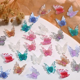 3D Butterfly Nail Charms - 100Pcs Colorful Resin Butterfly Nail Art Charms, Clear Butterfly Nail Art Supplies for Nails Jewelry Making DIY (Resin Butterfly)