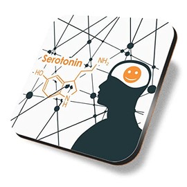 1 x Square Coaster - Serotonin Hormone Joy Cork Backed MDF Glossy Tea Coffee Accessory #60899