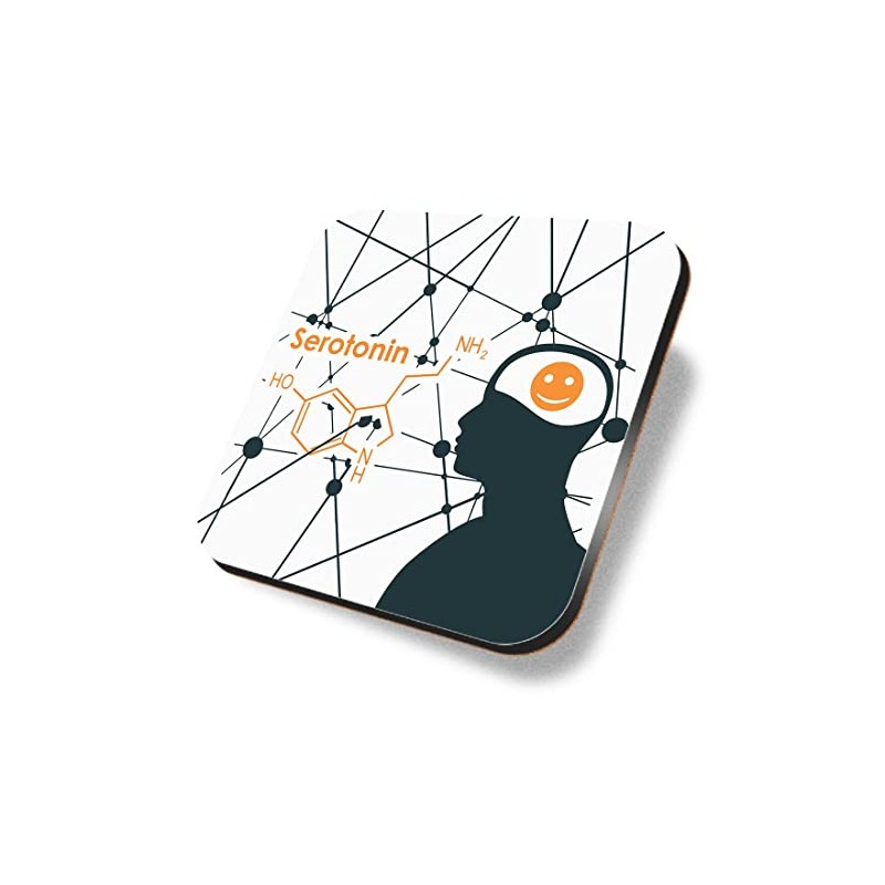 1 x Square Coaster - Serotonin Hormone Joy Cork Backed