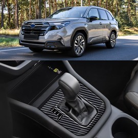 Vvwmluui Carbon Fiber Grain Gear Shift Panel Trim Cover Compatible with 2025 2026 Subaru Forester ABS Shift Panel Cover for 2025 Subaru Forester Accessories