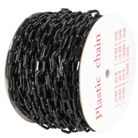 SEUNMUK 164 Feet Black Plastic Chain, Weatherproof Plastic Chain Safety Barrier Security Chain for Link Fence, Safety Barrier, Barricade, Crowd Control, Queue Line, Decoration, 1.4-inch Diameter Link