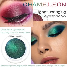 evpct 2Pcs Emerald green Mermaid purple Duochrome MultiChrome Chameleon Eyeshadow Palette Set, Blue green Wine purple Loose High Pigment Shimmer Metallic Rainbow Eyeshadow Makeup Pallet, 2g,(08&09)