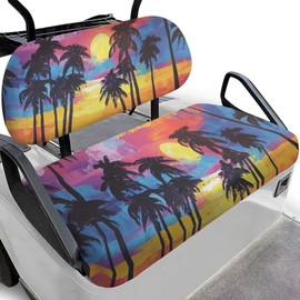 Darisoco Sun Palm Golf Cart Seat Covers Heavy-Duty 600D Oxford Fabric Golf Cart Accessories for 2-Person Seats All-Weather Use