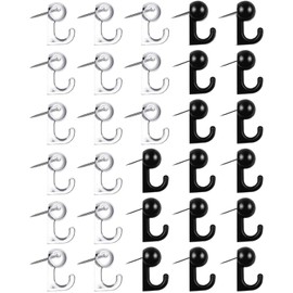 Push Pin Hooks 50 Pcs - Plastic Push Pins for Wall Hangings, Decorative Thumb Tacks Office Supplies for Cork Board, Photo Wall, Home Wall (Black 25 Pcs + Clear 25 Pcs)