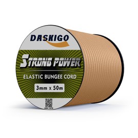 DASKIGO Elastic Bungee Shock Cord 3-8mm (Khaki, 1/8'' x 164FT)