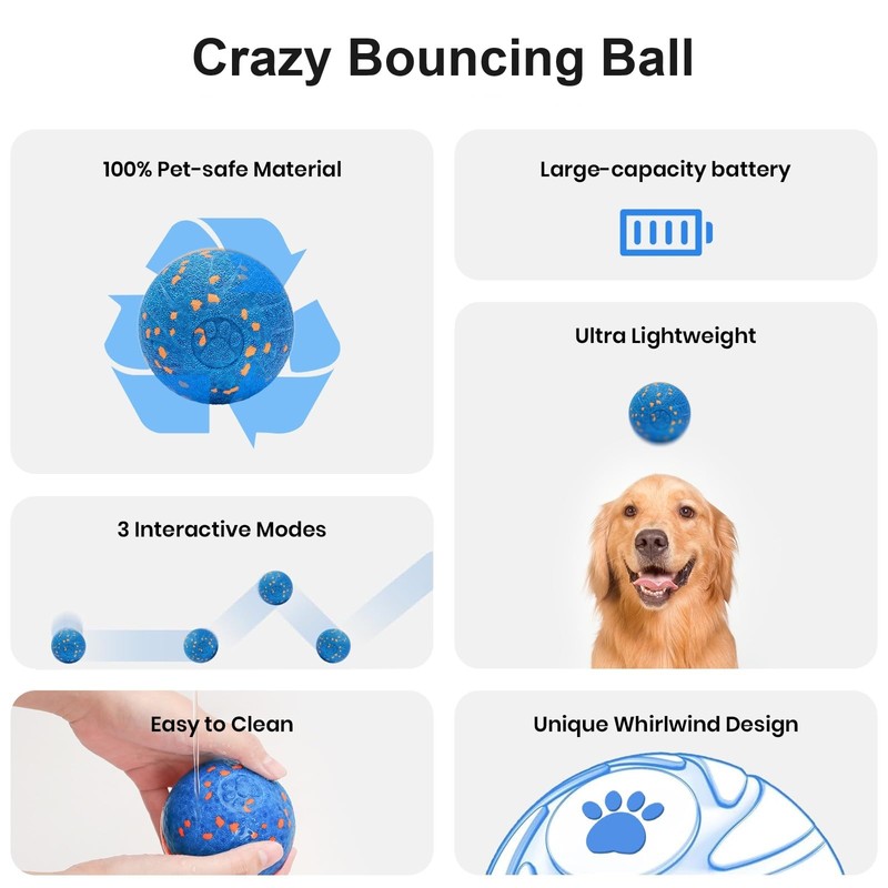 WEUYUY Upgraded Smart Interactive Dog Toys: 3 Interactive Modes Vibrating