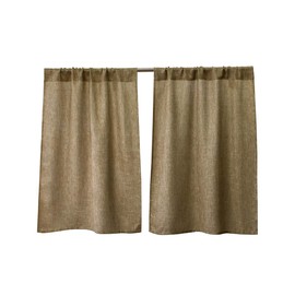 Valea Home Burlap Tier Curtains for Kitchen Rustic Tan Rod Pocket Curtains for Short Window 36 inch Linen Cafe Curtains, Set of 2