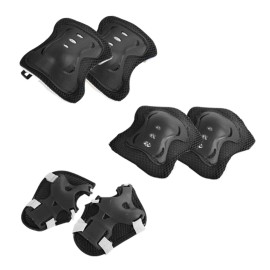 Trixter Kit Equipo De Protección Para Patinar Niños Conjunto De Rodilleras Coderas Y Muñequeras Color Negro