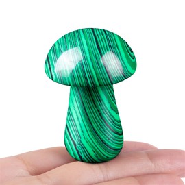 YATOJUZI 2" Mushroom Decor Malachite Healing Crystals Stones Cute Hand-Carved Polished Crystal Stone Gemstones Meditation Facial Massage Accessories Energy Reiki Gifts for Women Men
