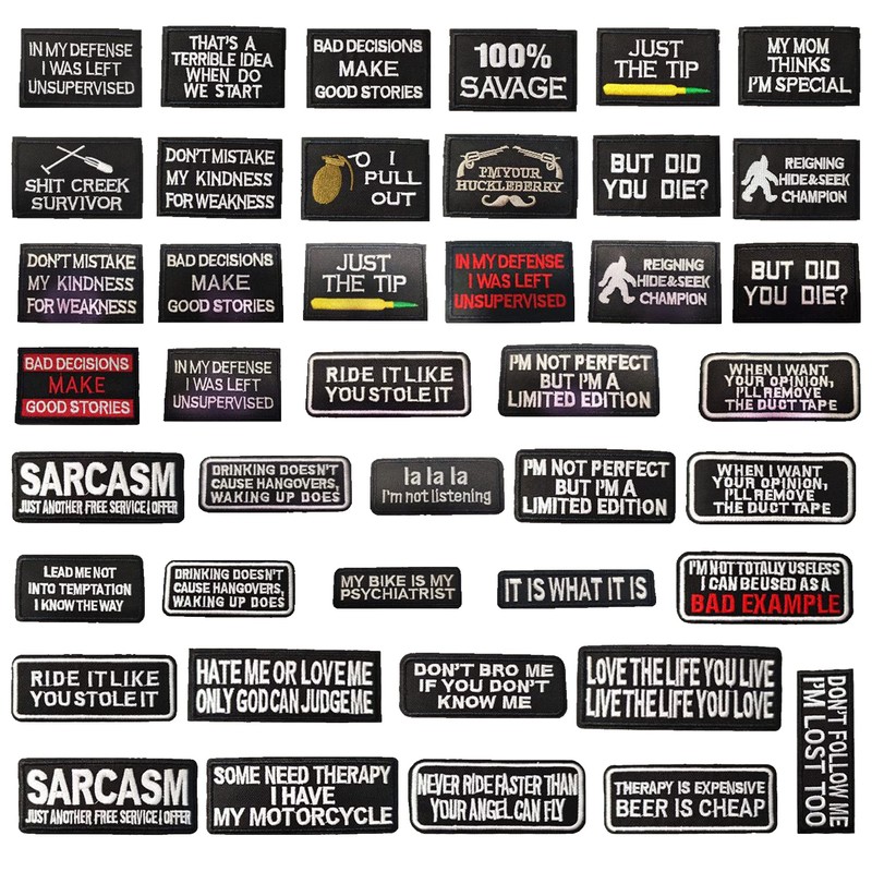Woohome 40 PCS Iron on Patches, Assorted Slogan Embroidered Patch