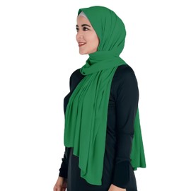 Lina & Lily Maxi Hijab Jersey Premium, Headscarf Scarf Turban for Muslim Women, emerald green
