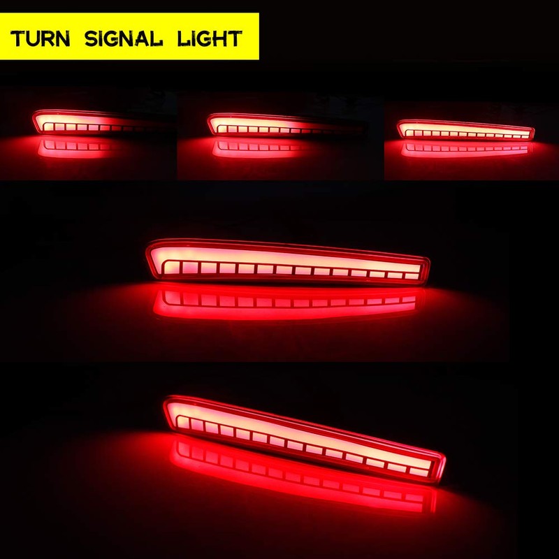 KENRTIR 2pcs Red Lens LED Brake Sequential Turn Signal Tail