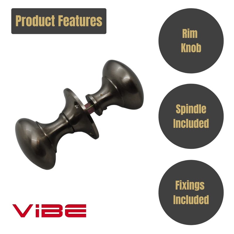 VIBE Rim Knob Set on Satin Nickel Door Handle Knob