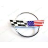 AUTO 2PC Chrome Front & Rear Gas Lid Blue Cross