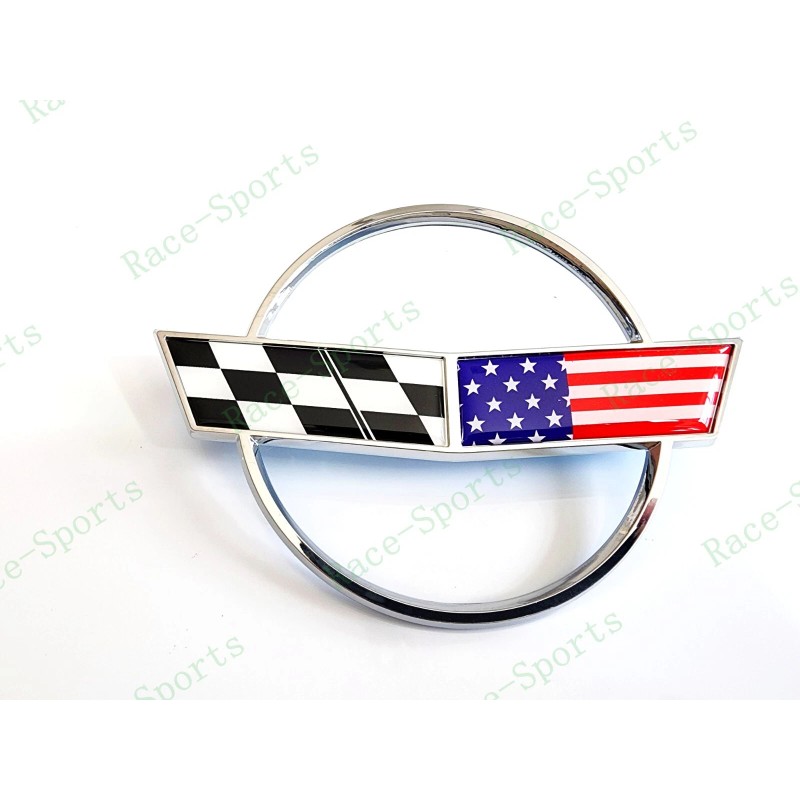 AUTO 2PC Chrome Front & Rear Gas Lid Blue Cross