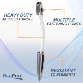 RecPro RV Entry Door Assist Handle | S Style Bar | Chrome Plated | Optional LED Color (White)