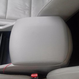 DOTCOM Gray Leather Center Console Lid Armrest Cover Fit 2009 2010 2011 2012 2013 2014 2015 Replacement for Honda Pilot (Leather Skin Only)