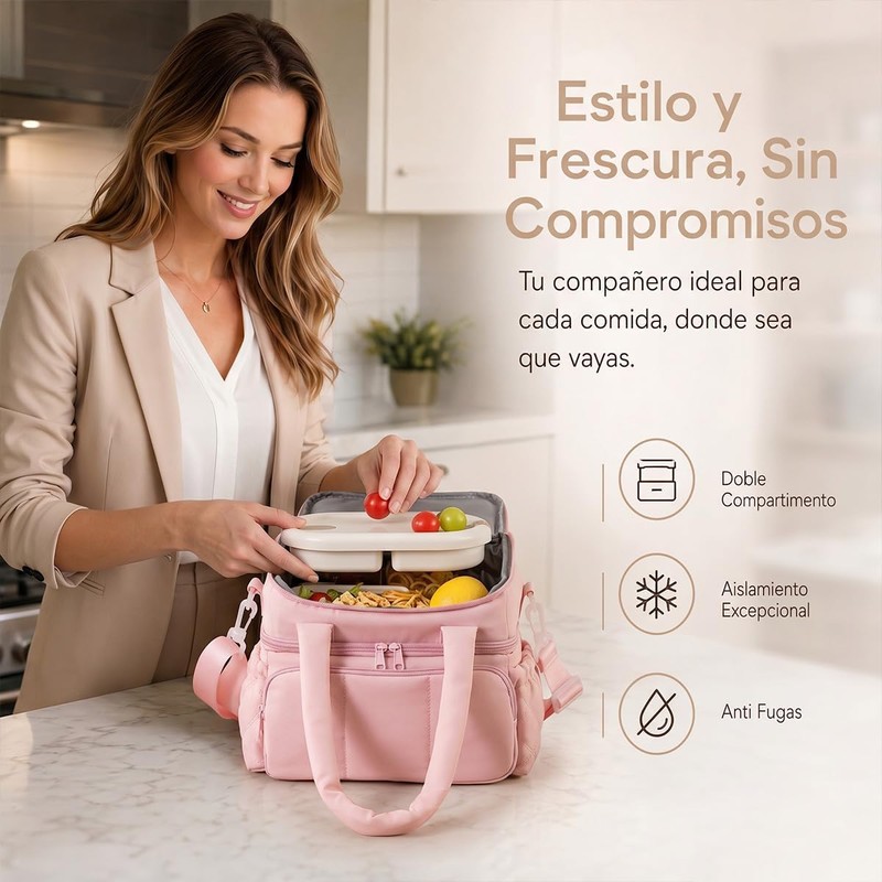 Lonchera Térmica para Mujer 11.8L, Bolsa del Almuerzo Doble Capa