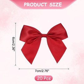YELARXI Mini Bows Small Satin Ribbon Bows with Double-Sided Tape, 3 Inch Fit for Crafts Wedding Party Decor Gift Wrapping Sewing DIY (20 Pack, Dark Red)