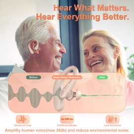 Hearing Aids, Hearing Aids for Seniors with Bluetooth, Rechargeable Hearing Aid with Noise Cancellation, 5-Level Button Volume Control, OTC Hearing Amplifier for Moderate Hearing Loss, Clear Sound