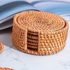 ROSSRORE Handwoven Natural Coasters Set - Boho Seashell & Rattan