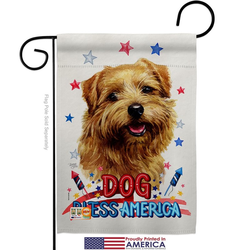 Breeze Decor Patriotic Tan Norfolk Terrier Garden Flag Set with