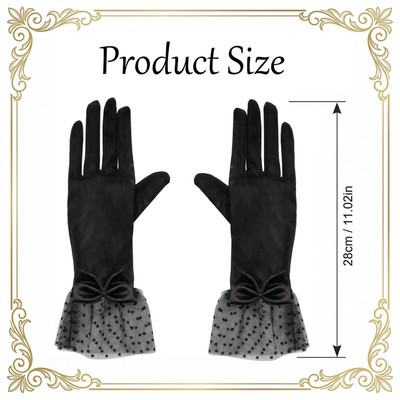 Dhthdrh Women Lace Bow Short Gloves Wedding Tea Party Gloves