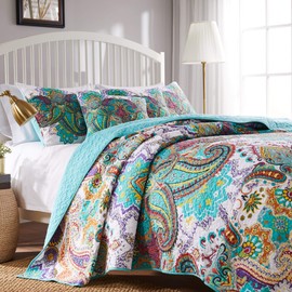 Greenland Home 100% Cotton Fashion Quilt Collection, Prewashed, Reversible Quilt Set, 3-Piece King/Cal King, Nirvana