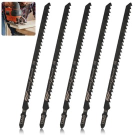 Pack of 5 Jigsaw Blades T744D 180 mm T-Shank Professional SRLWMYI Jigsaw Blade Set Quick Cutting for Steel Wood and Metal Accessories Laminate Jigsaw Compatible with Bosch Metabo etc