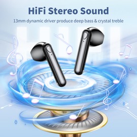 Wireless Earbuds, V5.3 Bluetooth Headphones, 48H Playtime LED Display Wireless Headphones, HiFi Stereo Deep Bass Bluetooth Headphone, IPX7 Waterproof Ear Buds with Built-in Mic for Office/Workout/Home