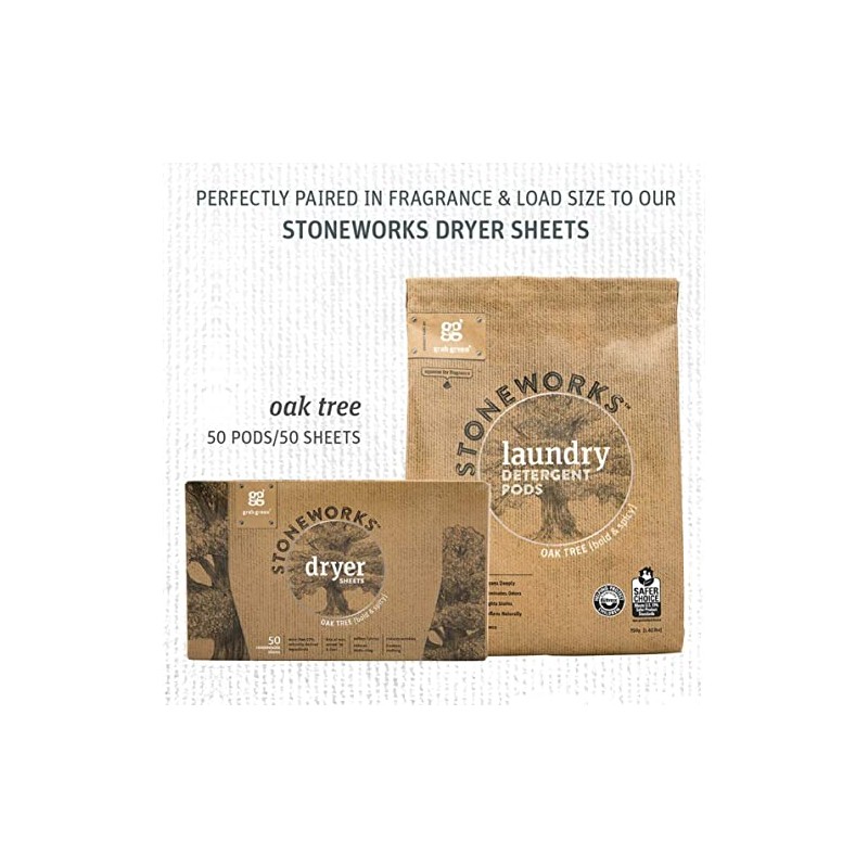Grab Green Stoneworks Natural Laundry Detergent Powder Pods, Oak Tree,