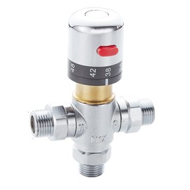 Fyeer 3-Way Thermostatic Mixing Valve, DN15 Temperature Control Bathroom Faucet and Shower Water Mixer Valve G1/2 NPS Male Connections,Chrome…