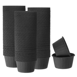 HARFINGTON 150Pcs Cupcake Baking Cups 3.5oz Standard Size Paper Cupcake Liners Greaseproof Wrappers Disposable for Wedding Birthdays Christmas Dessert, Black