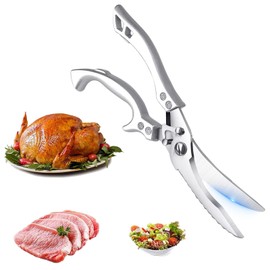 Poultry Scissors Stainless Steel Poultry Scissors Sharp Kitchen Scissors Multi-Purpose Household Scissors Point Christmas Meat Scissors Kitchen Scissors Metal Handle for Chicken, Meat, Vegetables,