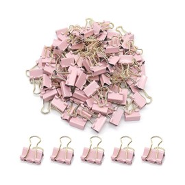 YCVIORING Mini-clips para grapas, 15 mm, para oficina, hogar, escuela, manualidades, acero endurecido, estilo moderno, rosa claro, 100 piezas