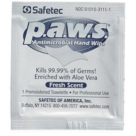 Paws Antimicrobial Disinfectant Hand Wipe 100/box by Safetec