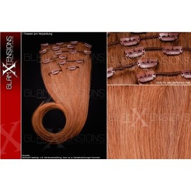 Remy Clip-In Extensions 7-Piece Set 70 g Hair 60 cm Light Brown No. 12 100% Indian Real Hair Clip-In Real Hair Extensions Hair Thickening