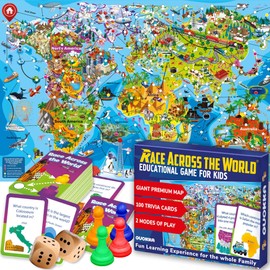QUOKKA Board Game 1 to 10 Players - Learning, Educational - Geography, World - 100 Question Cards, Top Facts - Indoor, Outdoor - Kids, Teens, Adults, Family