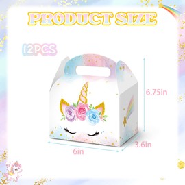 FRIDAY NIGHT Unicorn Gift Boxes Watercolor 12 PCS Unicorn Party Favor Boxes Candy Treat Goodie Bags Birthday Party Supplies Wedding Baby Shower Decorations