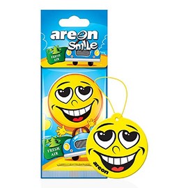 AREON Smile I Emoji Design Hanging Car Air Freshener, Fresh Air (Pack of 12)