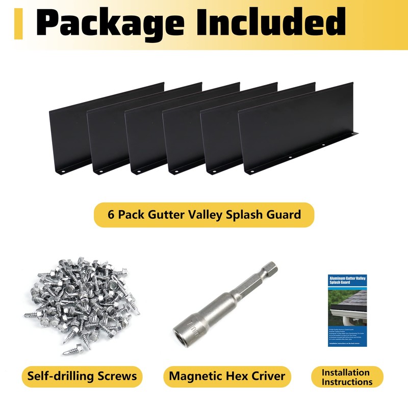 Powrocket 6 Pack Aluminum Gutter Valley Splash Guard,Keep Water from