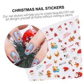 Healeved 2sets Christmas Nail Art Sticker French Tip Press on Nails Manicure Supplies Easy to Apply for Parties 10pcs*2