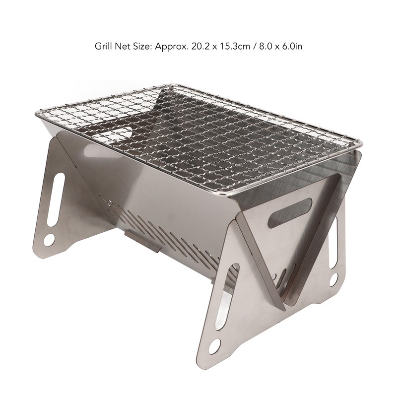 Folding BBQ Grill Heat Resistant Stainless Steel Collapsible Charcoal Grill