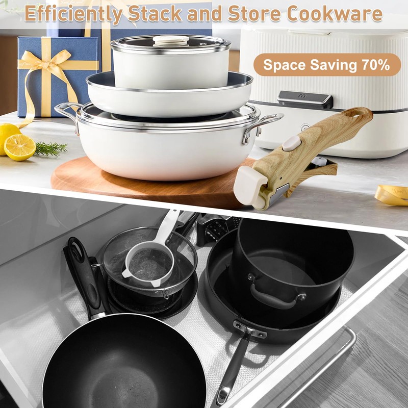 2 Pack Removable Handles for Pots and Pans - Universal