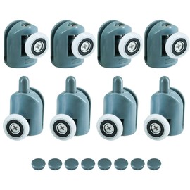 Selyse Pack of 8 Shower Door Rollers, 20 mm Single Wheels, 4 Upper & 4 Lower Shower Door Rollers for Sliding Doors, Replacement Parts for Shower Enclosures & Cubicles, DIY Bathroom
